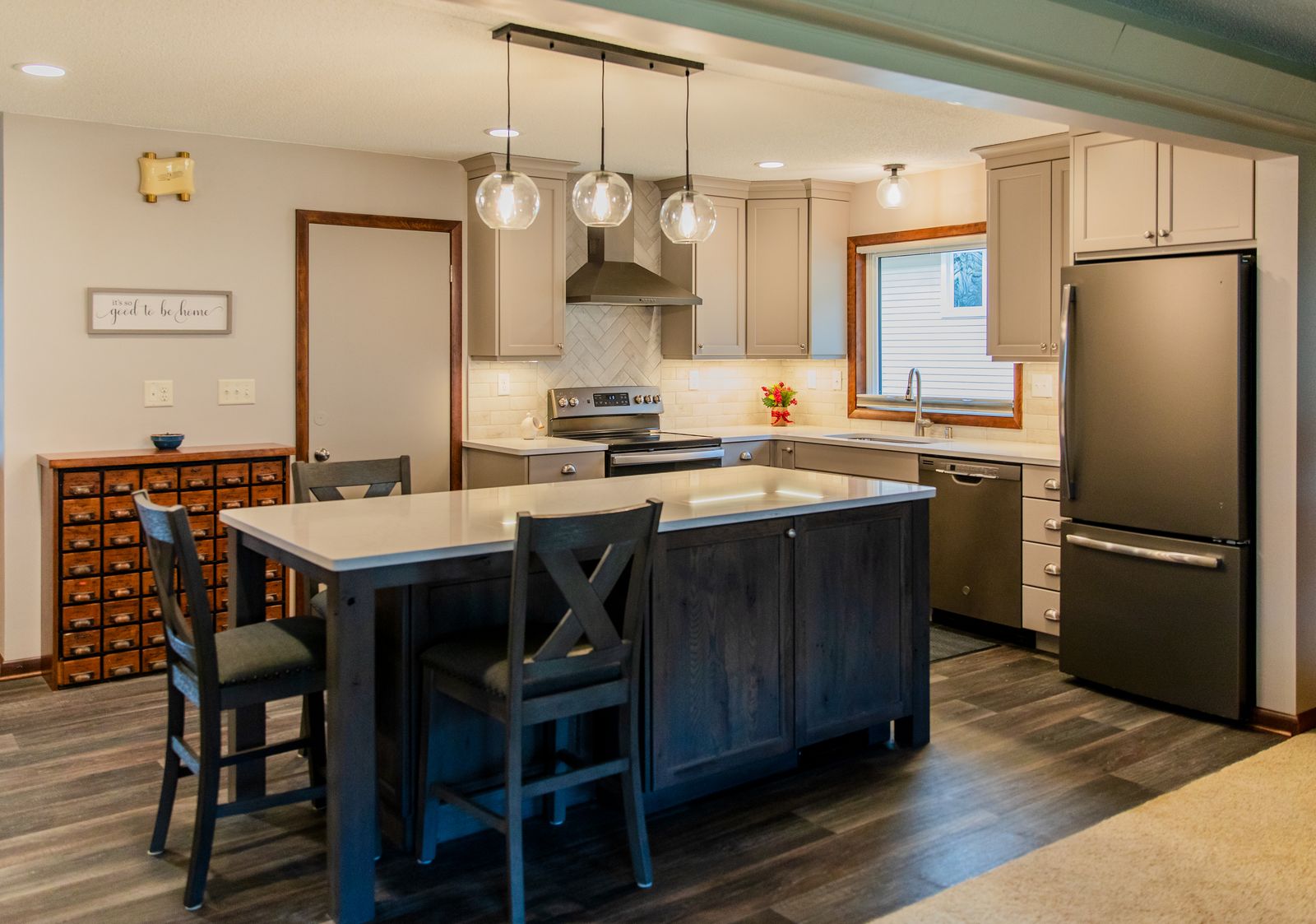 The Rustic Blue Island Kitchen