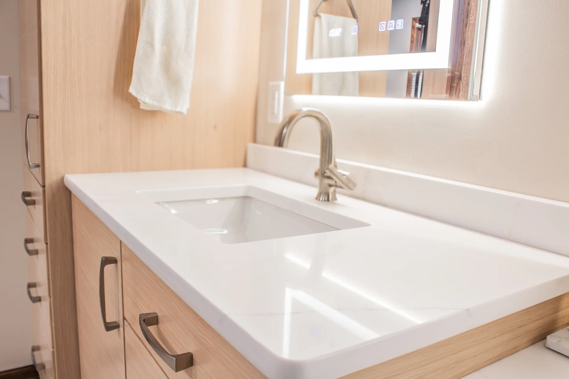 Bathroom sink and white countertop